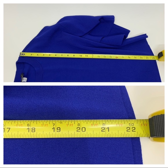 INC Macy’s Solid Cobalt Blue Stretchy Dressy Sweater  Tiered Ruffle Sleeve - Picture 16 of 16